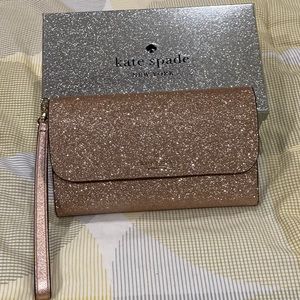 Kate Spade medium wristlet-Rose Gold Glitter